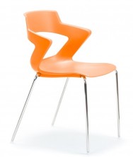 Zen 4 Leg Chair. Chrome Legs. Orange, Red, Green, Black, White, Sand, Grey, Blue